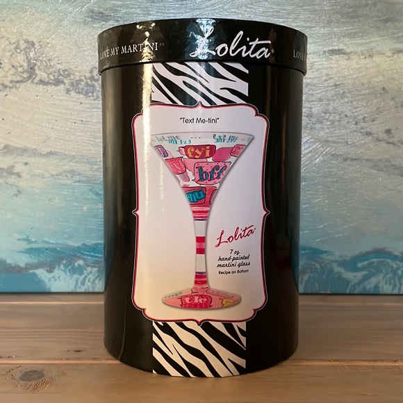 LOLITA Glassware hand painted, Text Me-tini Martini glass, 7 oz, NWT - Picture 2 of 4